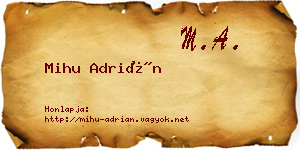Mihu Adrián névjegykártya